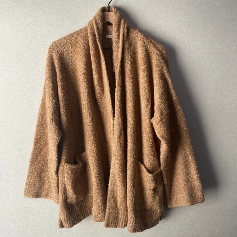 Madewell Gallatin Shawl Collar Cardigan Sweater, Camel Brown, Size Large